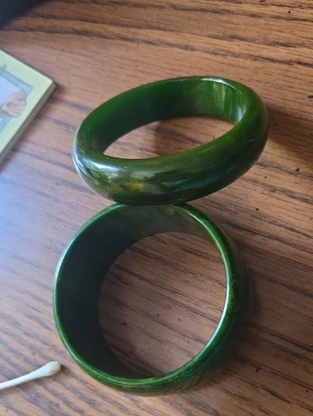 Green Marbled Bangle Bracelets- Bakelite